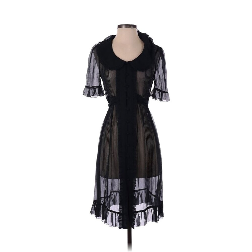 Juicy Couture 100% Silk Solid Black Cocktail Dress, Size 4